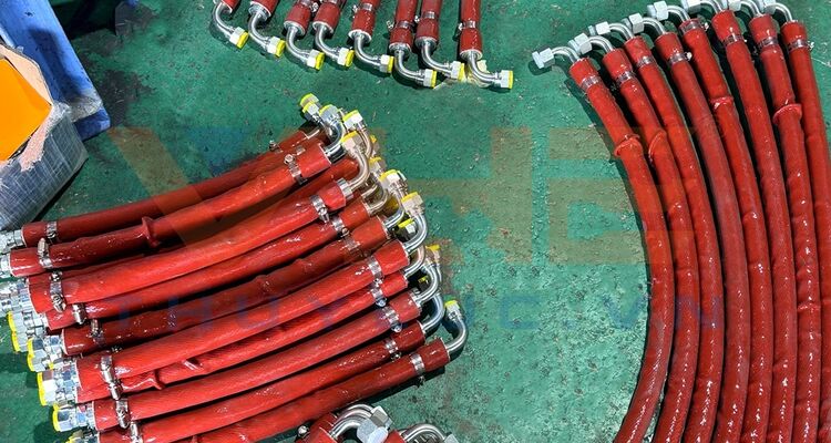 Công nghệ bọc vỏ chống cháy cho ống thủy lực 1/2'' bấm đầu KMS