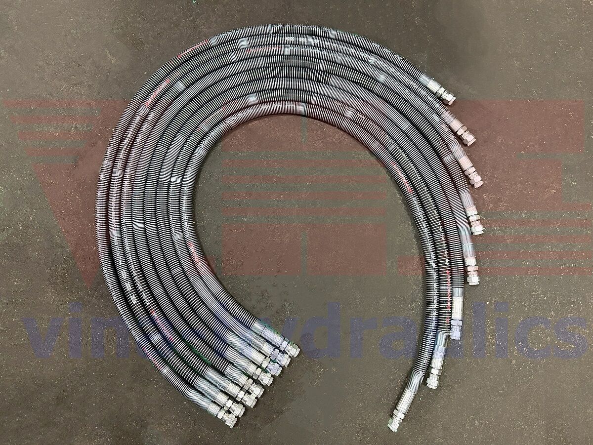 Sinopulse 1/4'' hydraulic oil pipe, 2 straight JIC ends, steel spring cover
