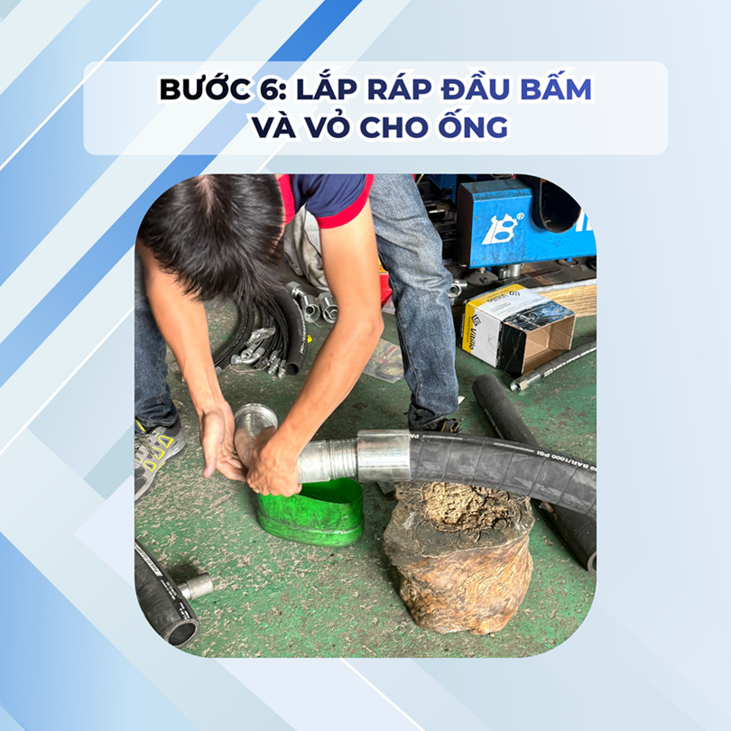 Bước 6_ Lắp ráp đầu bấm và vỏ cho ống