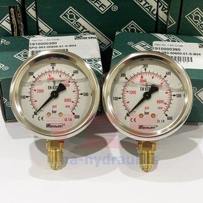 Đồng hồ test áp thủy lực 1910000390, mặt 63mm, 600bar, chân đáy, SPG-063-00600-01-S-B04