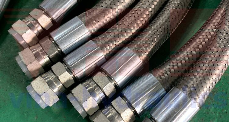 HYCO 3/4'' canvas rubber hose with 2 straight ends BSP convex thread 60° covered with stainless steel mesh cover