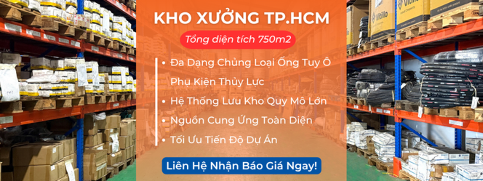 Kho xưởng ống thủy lực, phụ kiện thủy lực tại TP.HCM