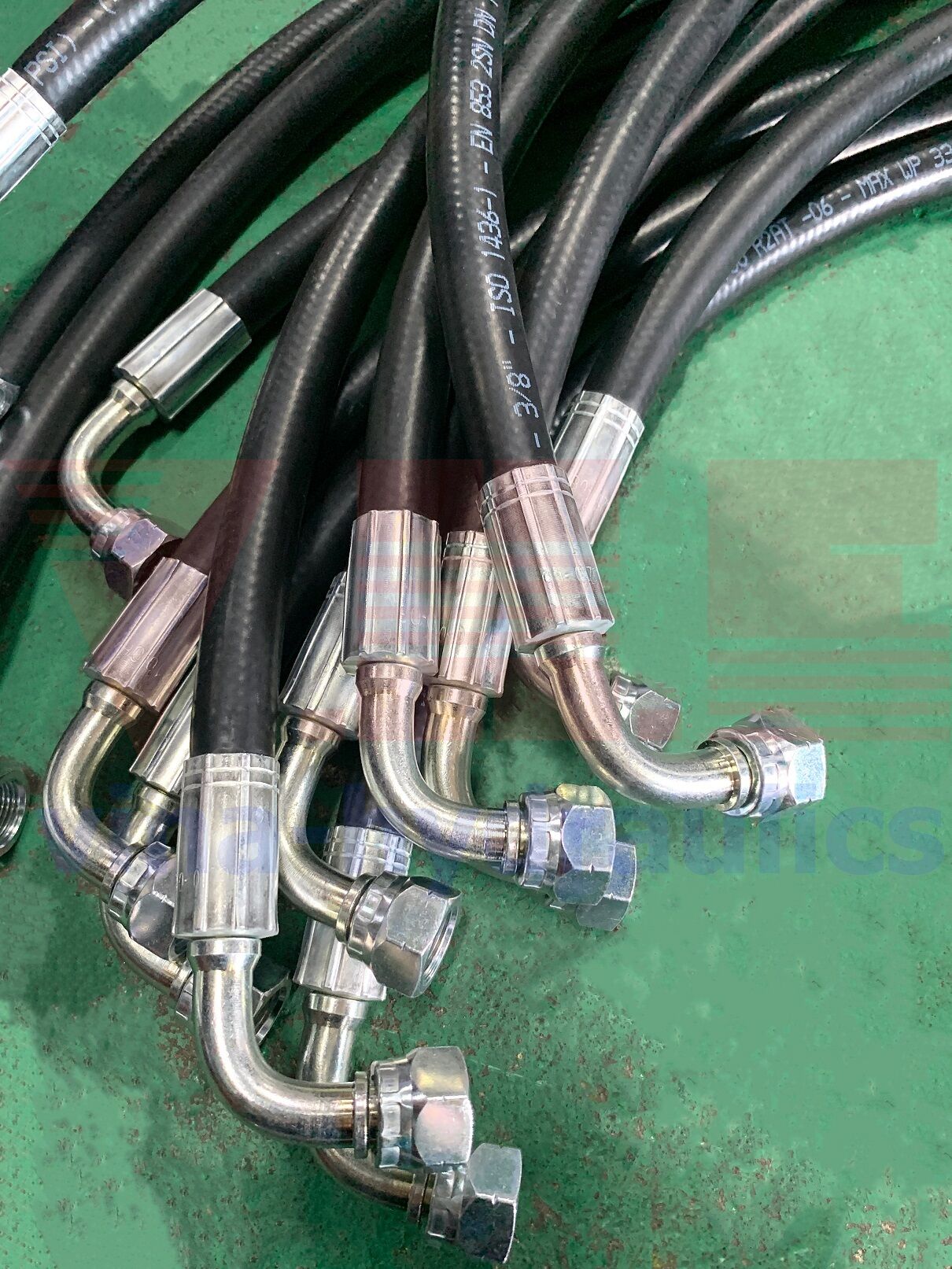 Processing hydraulic hose 3/8'' FLEXOR Alfagomma crimped 2 BSPP ends, PJ cover, and with adapter