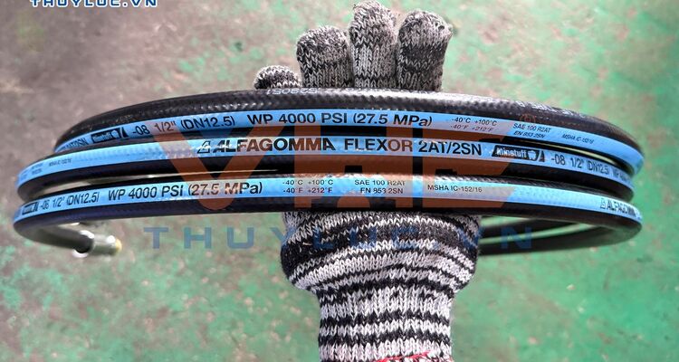 Dây thủy lực 2 lớp Alfagomma Flexor bấm đầu JIC 1/2''