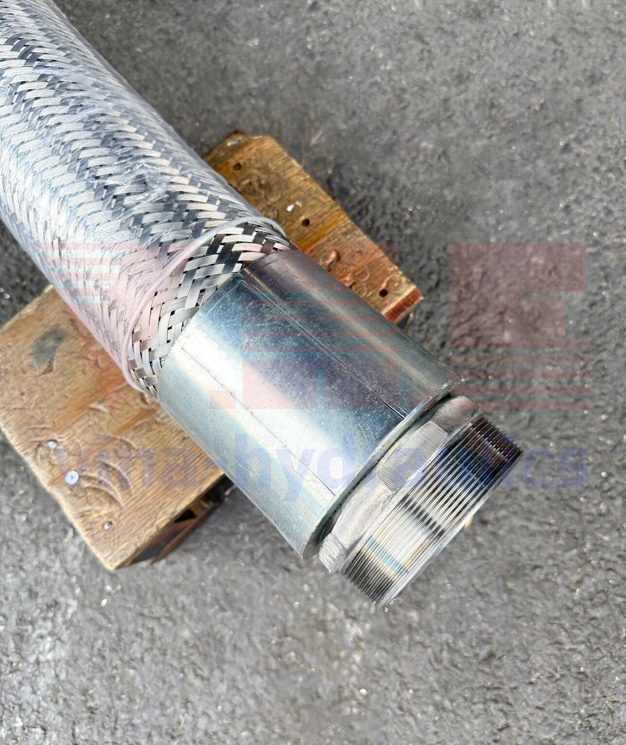 3-inch Alfagomma oil suction hose with two straight BSPT crimped ends and stainless steel wire braid