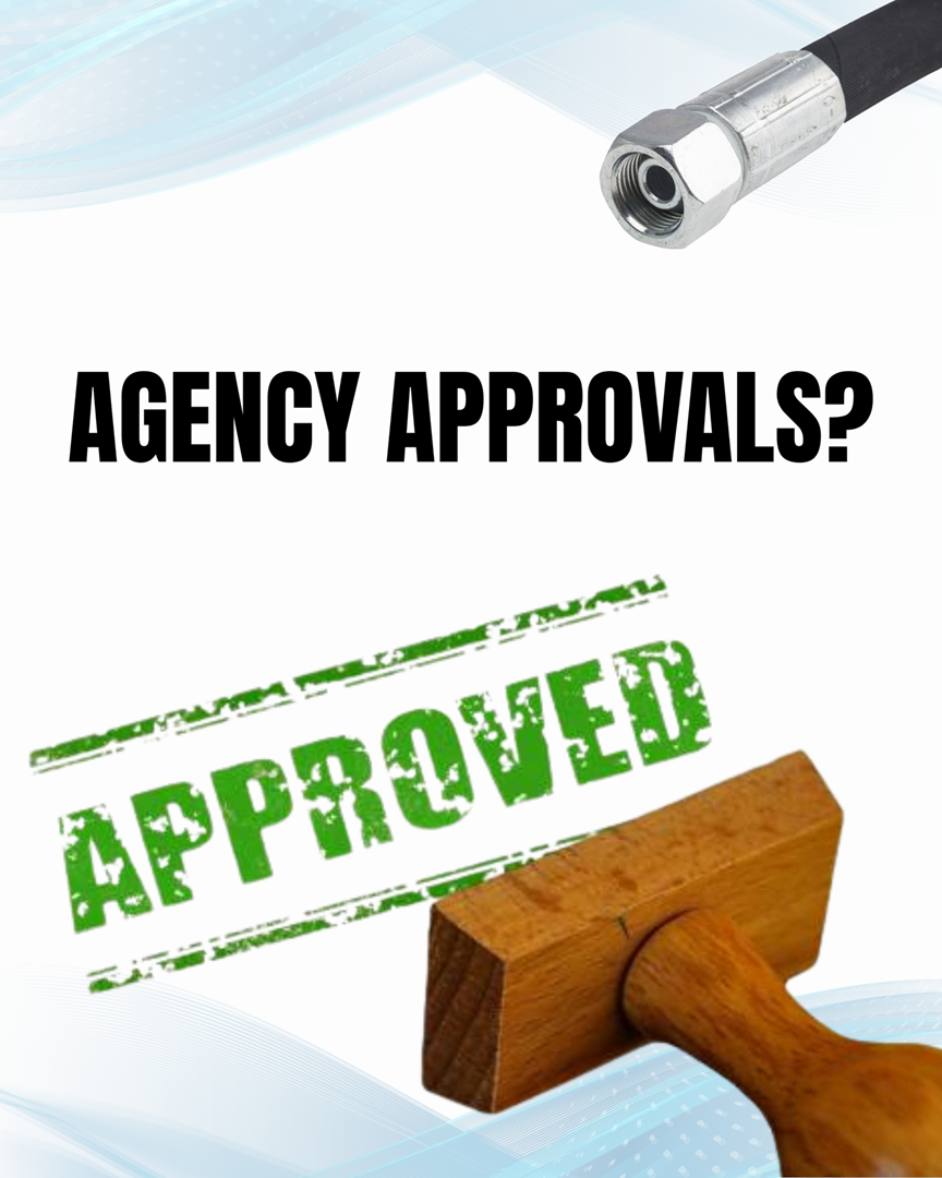 What are international agency approvals for hydraulic hoses?